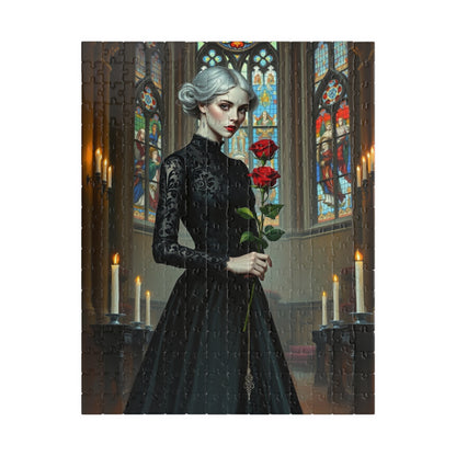 Puzzle, Gothic Art Woman's Portrait in Stained Glass Cathedral, Adult Dark Fantasy Jigsaw Game, Relaxing Activity, MIndfulness 252 pcs (Vertical) Puzzle The Puzzle Chest