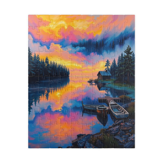 Scenic Puzzle with Colorful Lake Reflection, Nature Lovers Gift, Mindful Hobby, Family Game Night, Unique Home Decor 110 pcs (Vertical) Puzzle The Puzzle Chest