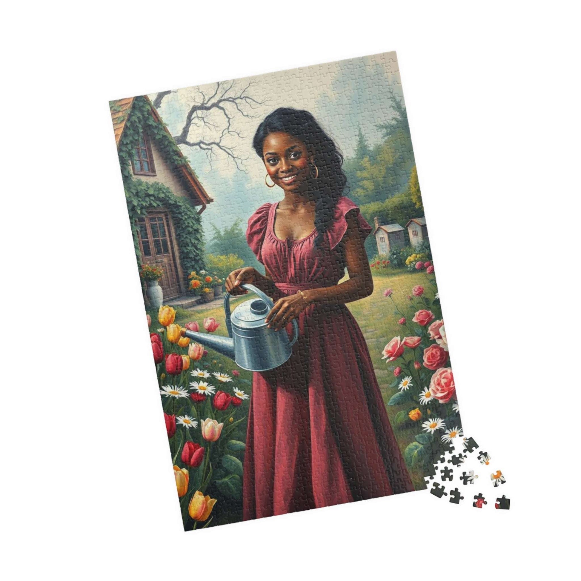 The Garden Keeper Jigsaw Puzzle - Black Woman Art, Afrocentric Artwork, African American Theme 1014 pcs (Vertical) Puzzle The Puzzle Chest