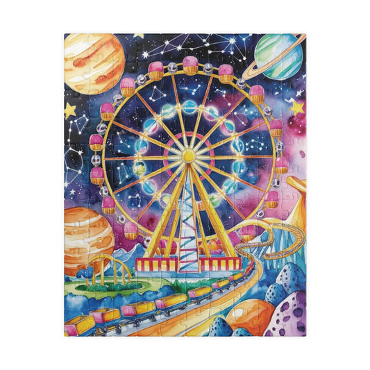 Jigsaw Puzzle - Surreal Carnival in Space, Trippy Design, 110 252 520 1014-piece, Fun Activity Adult Hobby, Family Game Night, Mindful Hobby 110 pcs (Vertical) Puzzle The Puzzle Chest
