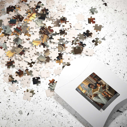 Black Family Reading Jigsaw Puzzle - African American Father and Daughter Heartwarming Scene, Afrocentric Art Puzzle The Puzzle Chest