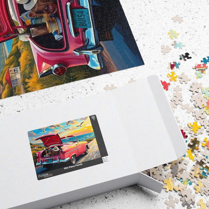 Seaside Summer Getaway Jigsaw Puzzle - Vintage Car, 110-1014 Piece Beach Theme Solo or Family Activity, Ideal Holiday Gift for Car Lover Puzzle The Puzzle Chest