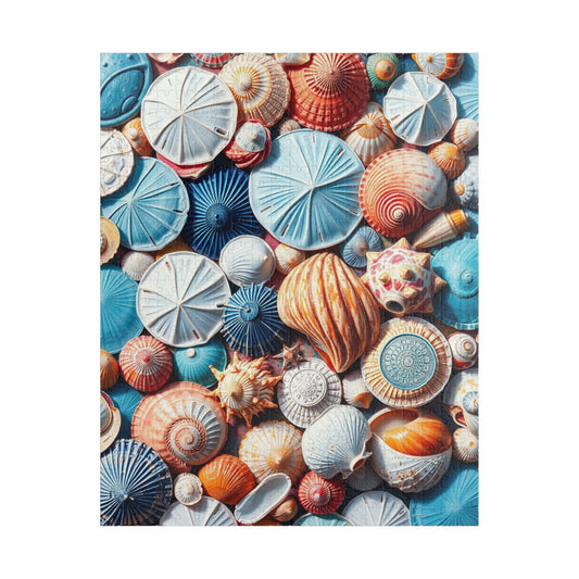 Seashell Collage Puzzle - 110/252/520/1014 Pieces, Marine Decor, Ocean Lover and Puzzle Enthusiast Gift, Family Fun, Beach-Themed Activity 520 pcs (Vertical) The Puzzle Chest