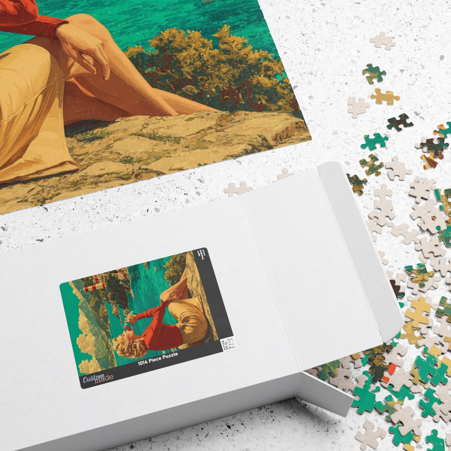 Vintage Coastal Jigsaw Puzzle – 1950s Seaside Travel Poster with Lighthouse Retro Ocean View Puzzle The Puzzle Chest