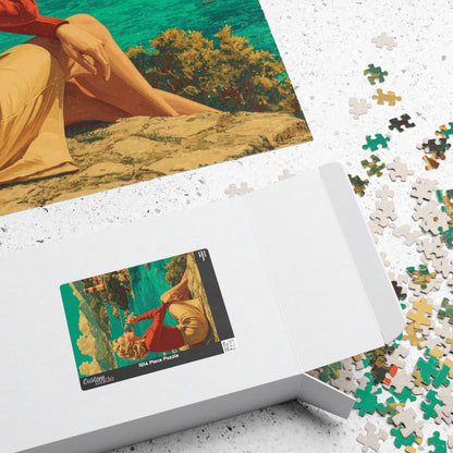 Vintage Coastal Jigsaw Puzzle – 1950s Seaside Travel Poster with Lighthouse Retro Ocean View Puzzle The Puzzle Chest