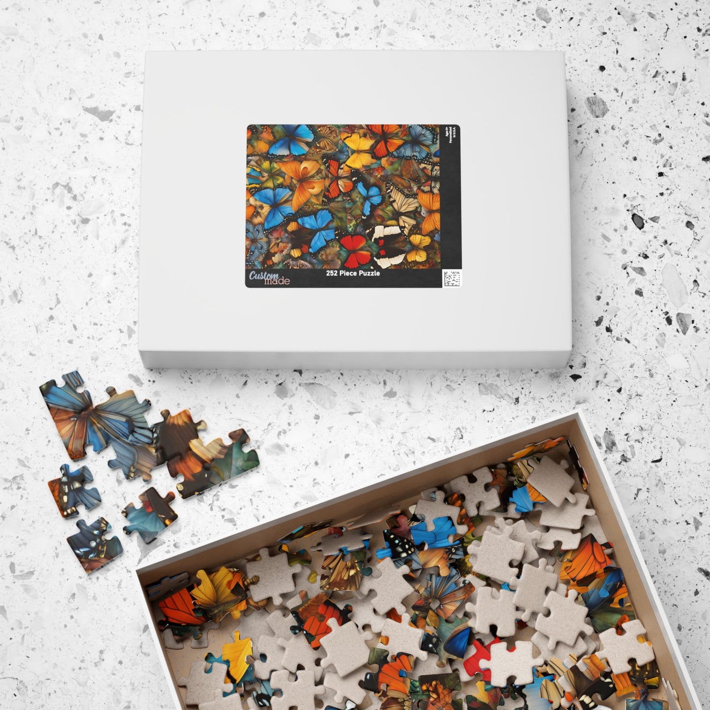Butterfly Puzzle, Colorful Chaotic Collage Jigsaw, 252 520 1014-Piece Game, Mindfulness Activity, Gift for Nature Lover, Indoor Fun Puzzle The Puzzle Chest