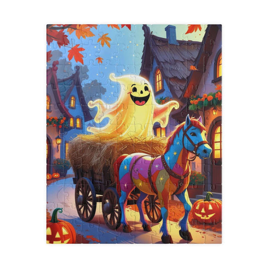 Smiling Ghost Hayride Jigsaw Puzzle, 110-520 Piece Halloween Puzzle