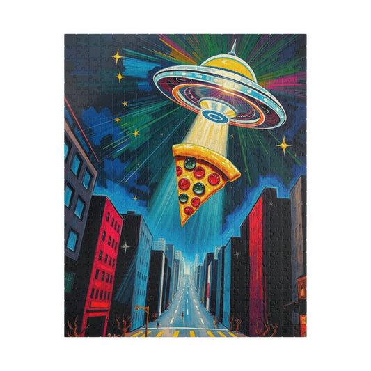 Cosmic Pizza Puzzle - Pop Art Jigsaw Game | Fun UFO Design | Unique Gift for Pizza Lovers | Family Game Night Puzzle | Mindful Brain Teaser 520 pcs (Vertical) Puzzle The Puzzle Chest