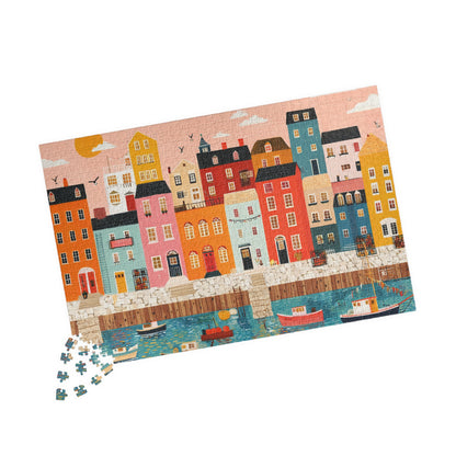 Colorful Harbor Town Puzzle | Coastal Village Jigsaw 1014 pcs (Horizontal) Puzzle The Puzzle Chest