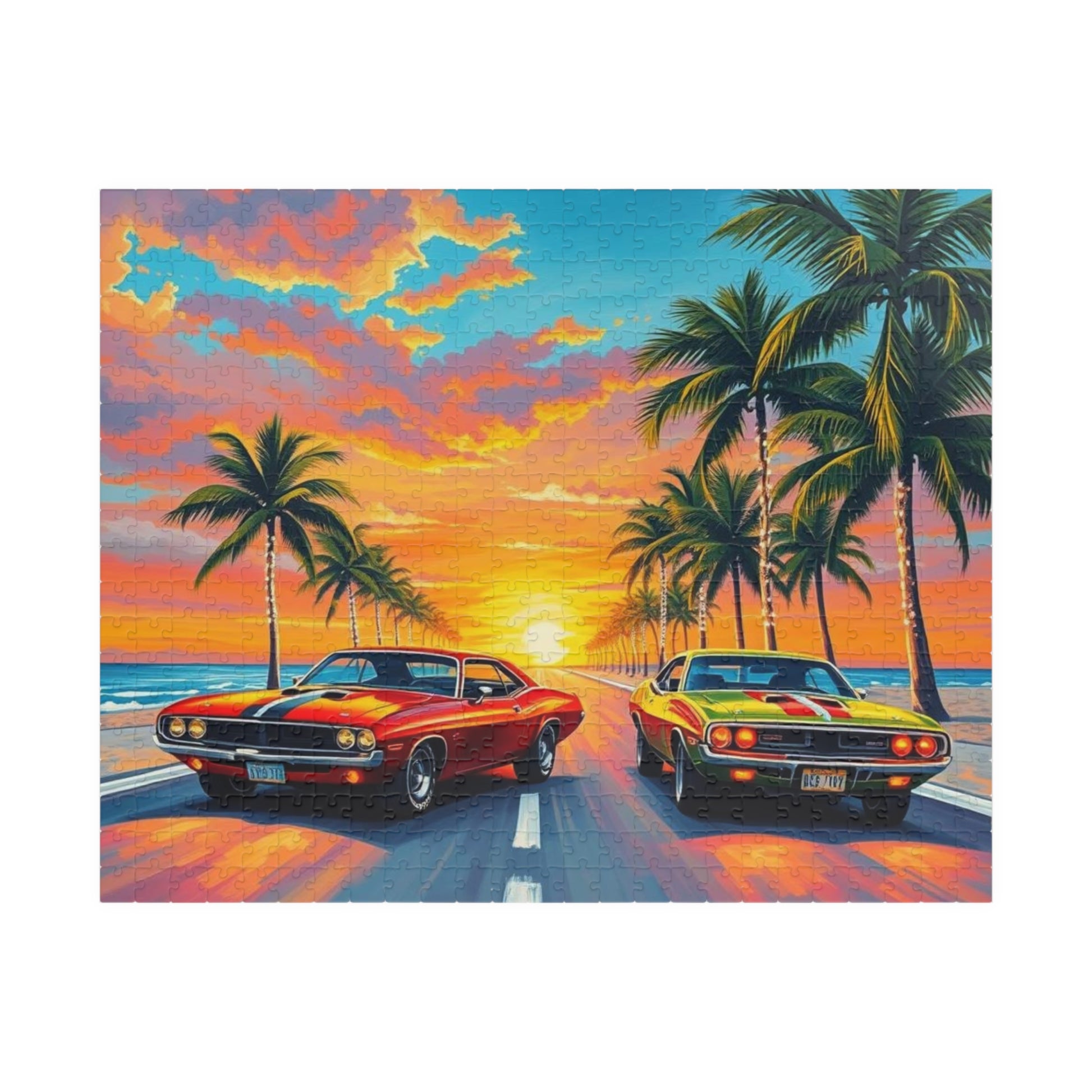Vintage Car Puzzle: Retro Sunset Vibes, Nostalgic Holiday Birthday Gift for Friend Puzzle Lover, Family Fun Activity, Mindful Home Entertainment 520 pcs (Horizontal) Puzzle The Puzzle Chest