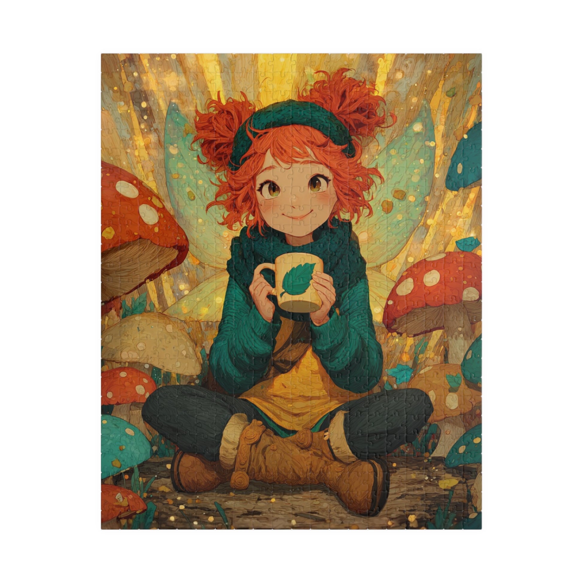 Playful Fantasy Fairy Jigsaw Puzzle – Cheerful Woodland Cartoon Art with Mushrooms Puzzle The Puzzle Chest
