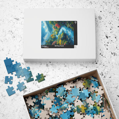 Mystical River Valley Jigsaw Puzzle, Fantasy Landscape with Vibrant Trees and Flowers, Ethereal Scene of Nature's Beauty and Tranquility Puzzle The Puzzle Chest