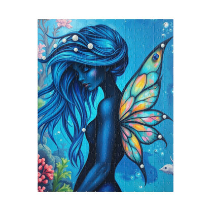 Mermaid Fairy Puzzle, Enchanting Jigsaw Game for All Ages, Gift for Puzzle Lover, Home Entertainment, Blue Art Piece, Mindfulness Activity
