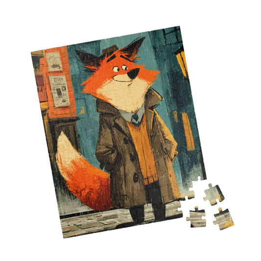 Fox Detective Jigsaw Puzzle - Animal Theme Game, Perfect for Family Fun, Gift for Kids, Cozy Nights, Game Night, Gift 110 pcs (Vertical) Puzzle The Puzzle Chest
