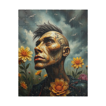 Steampunk Artistic Puzzle - Tattooed Man Design, 110-1014 pieces, Unique Gift, Home Decor, Mindful Activity, Creative Challenge 110 pcs (Vertical) Puzzle The Puzzle Chest