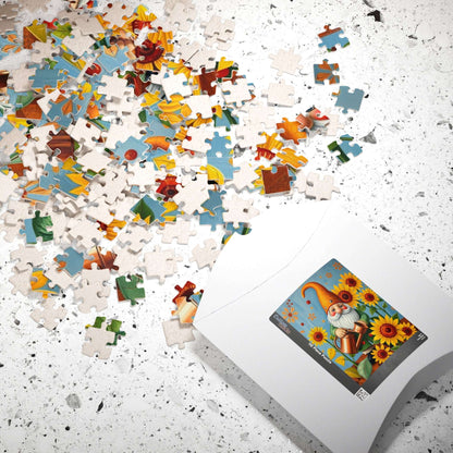 Nordic Gnome Gardening Sunflowers – Scandinavian Folk Garden Jigsaw Puzzle Puzzle The Puzzle Chest