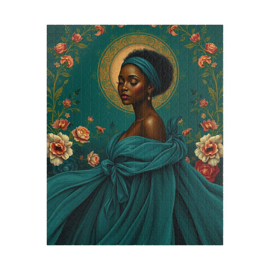 Beautiful Black Woman Portrait Jigsaw Puzzle, Elegant Art Floral Vintage, Romantic Decorative Scene, Puzzle Enthusiast, Best Unique Gift 520 pcs (Vertical) Puzzle The Puzzle Chest