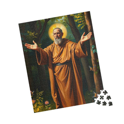 Jigsaw Puzzle, Saint Francis of Assisi in Lush Forest, Religious Home Entertainment, Gifts for Spirituality, Meditation, Family Game Night