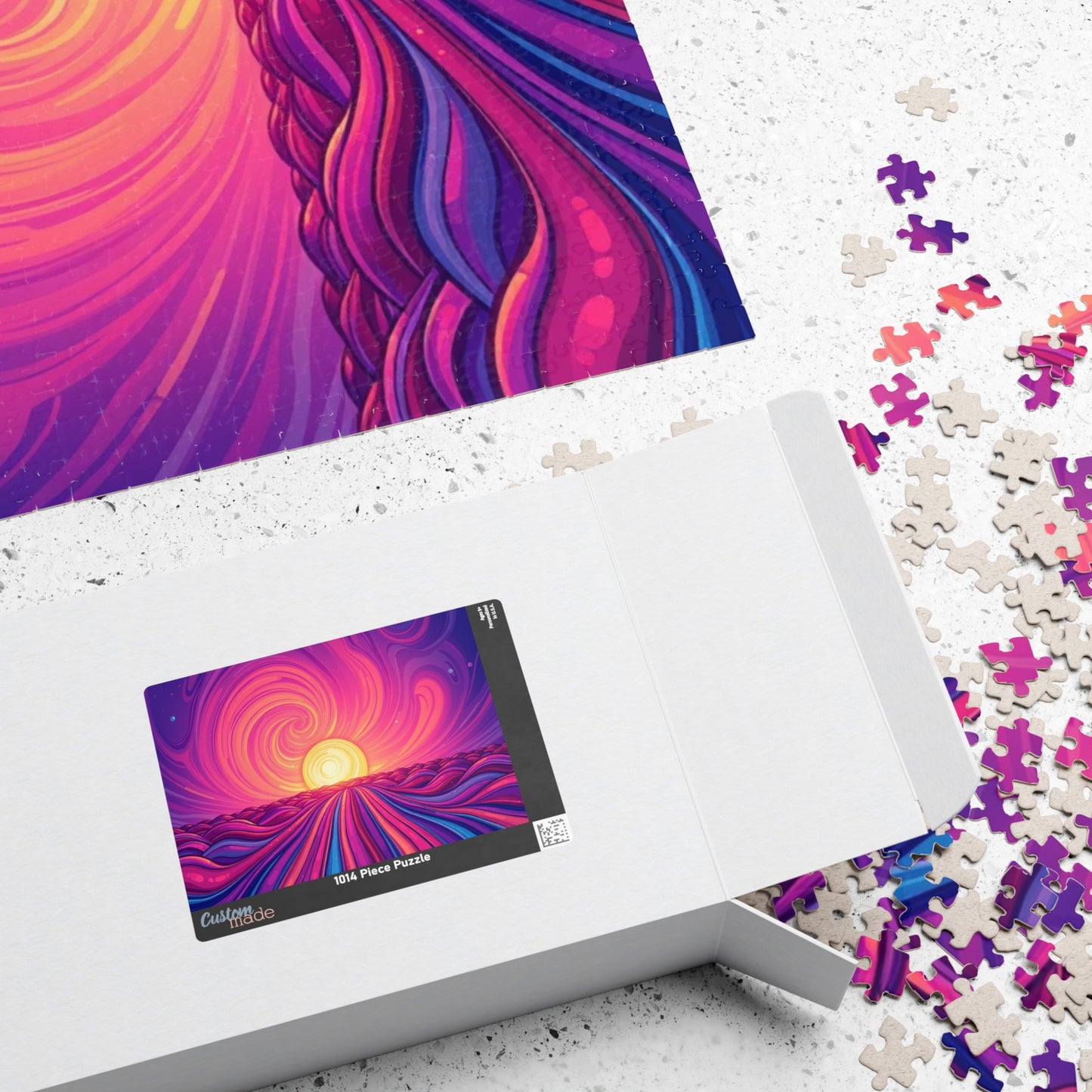 Abstract Sunrise Jigsaw Puzzle, Swirling Sun Illustration, Colorful Horizon for Puzzle Lovers Art Enthusiasts Hobbyists, Best Unique Gift Puzzle The Puzzle Chest