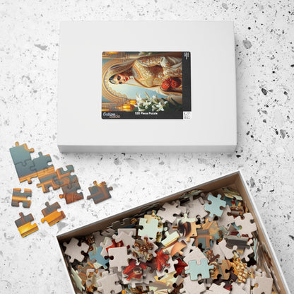 Middle Eastern Bride Puzzle with Gold Ivory Kaftan and Lanterns, Family Friendly Wedding Jigsaw Game, Mindful Activity, Puzzle Lover Gift Puzzle The Puzzle Chest