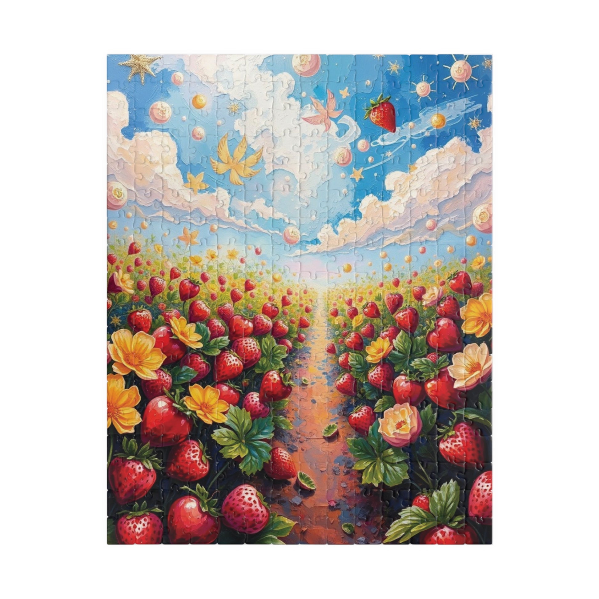 Strawberry Patch Jigsaw Puzzle, Magical Fruit Garden, Fun Family Activity, Relaxing Pastime, Best Gift for Puzzle Enthusiasts, Mindfulness 252 pcs (Vertical) Puzzle The Puzzle Chest
