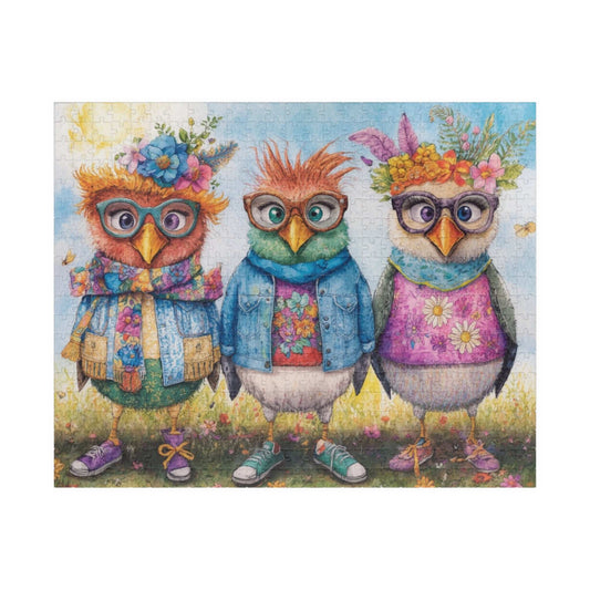 Fashionable Flock Jigsaw Puzzle, Cartoon Chicken Puzzle Ideal for Indoor Family Activity, Holiday Birthday Gift for Bird Lover, Brain Teaser 520 pcs (Horizontal) Puzzle The Puzzle Chest