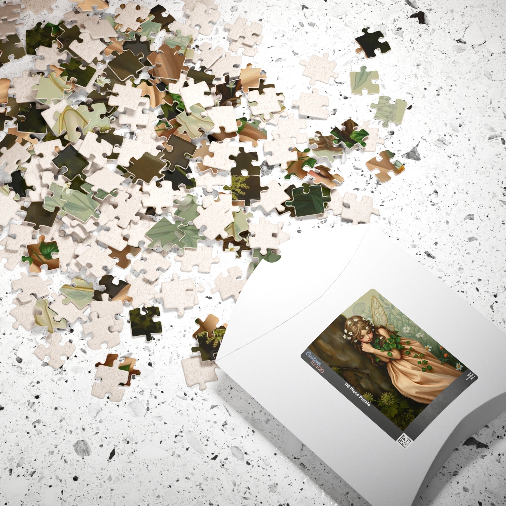 Thoughtful Woodland Fairy Puzzle - Peach Gown, Mossy Tree, Forest Scene, 110-1014 Piece Jigsaw, Gift for Nature Lover, Family Fun Activity Puzzle The Puzzle Chest