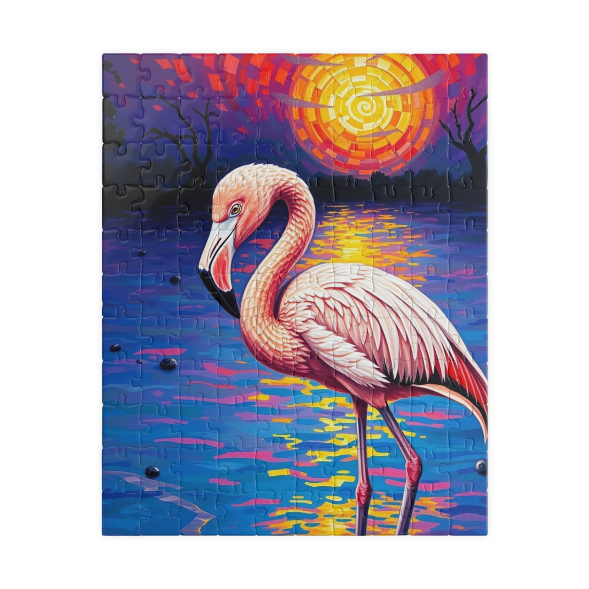 Flamingo Sunset Mosaic Jigsaw Puzzle, 110-1014 Piece, Fun Family Activity, Creative Hobby, Educational Game, Gift for Bird Lovers 110 pcs (Vertical) Puzzle The Puzzle Chest
