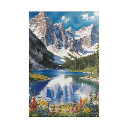 Serene Mountain Lake Landscape Puzzle, Snowy Peaks Wildflowers Art Jigsaw, Nature Lovers Gift, Fun Family Game Night Activity, Leisure Hobby 1014 pcs (Vertical) Puzzle The Puzzle Chest