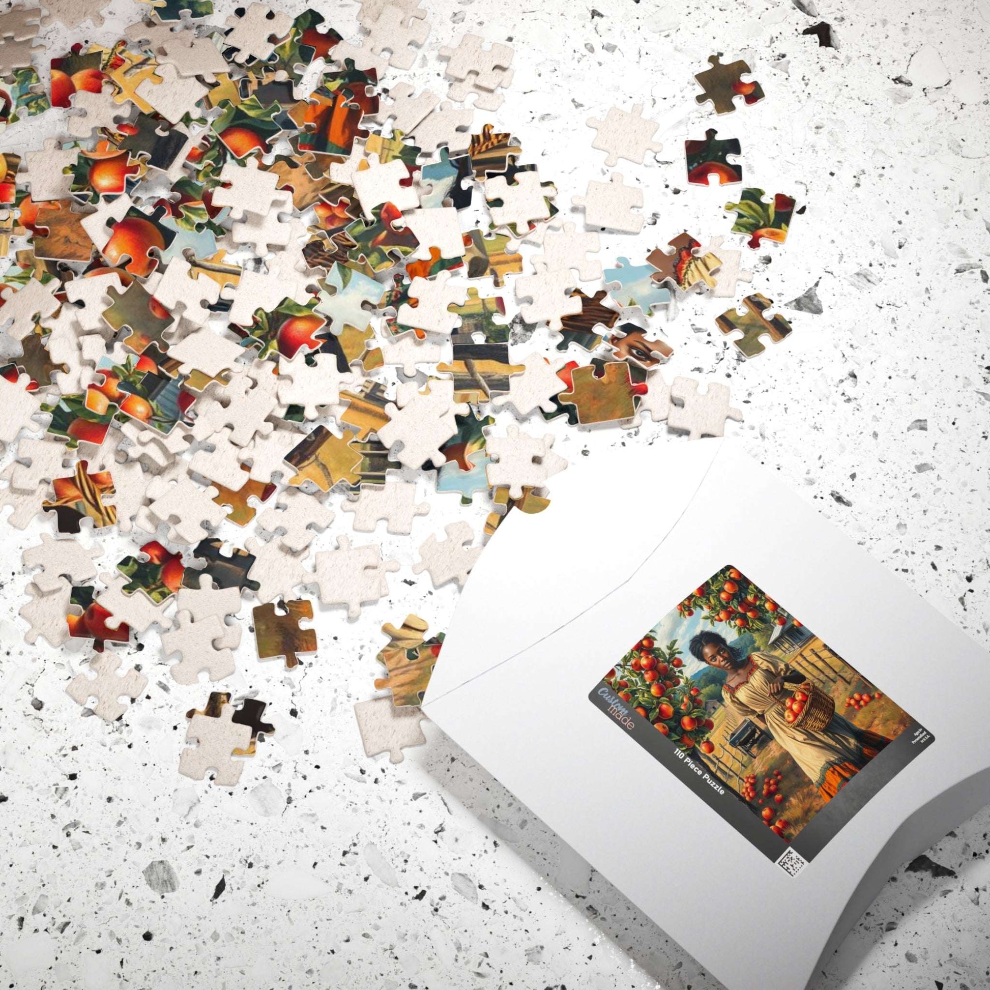 Orchard Stroll Jigsaw Puzzle – Black Woman Collecting Apples, Afrocentric Gift for Holiday Birthday, Family Activity, Brain Teaser Puzzle The Puzzle Chest