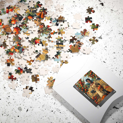 Orchard Stroll Jigsaw Puzzle – Black Woman Collecting Apples, Afrocentric Gift for Holiday Birthday, Family Activity, Brain Teaser Puzzle The Puzzle Chest