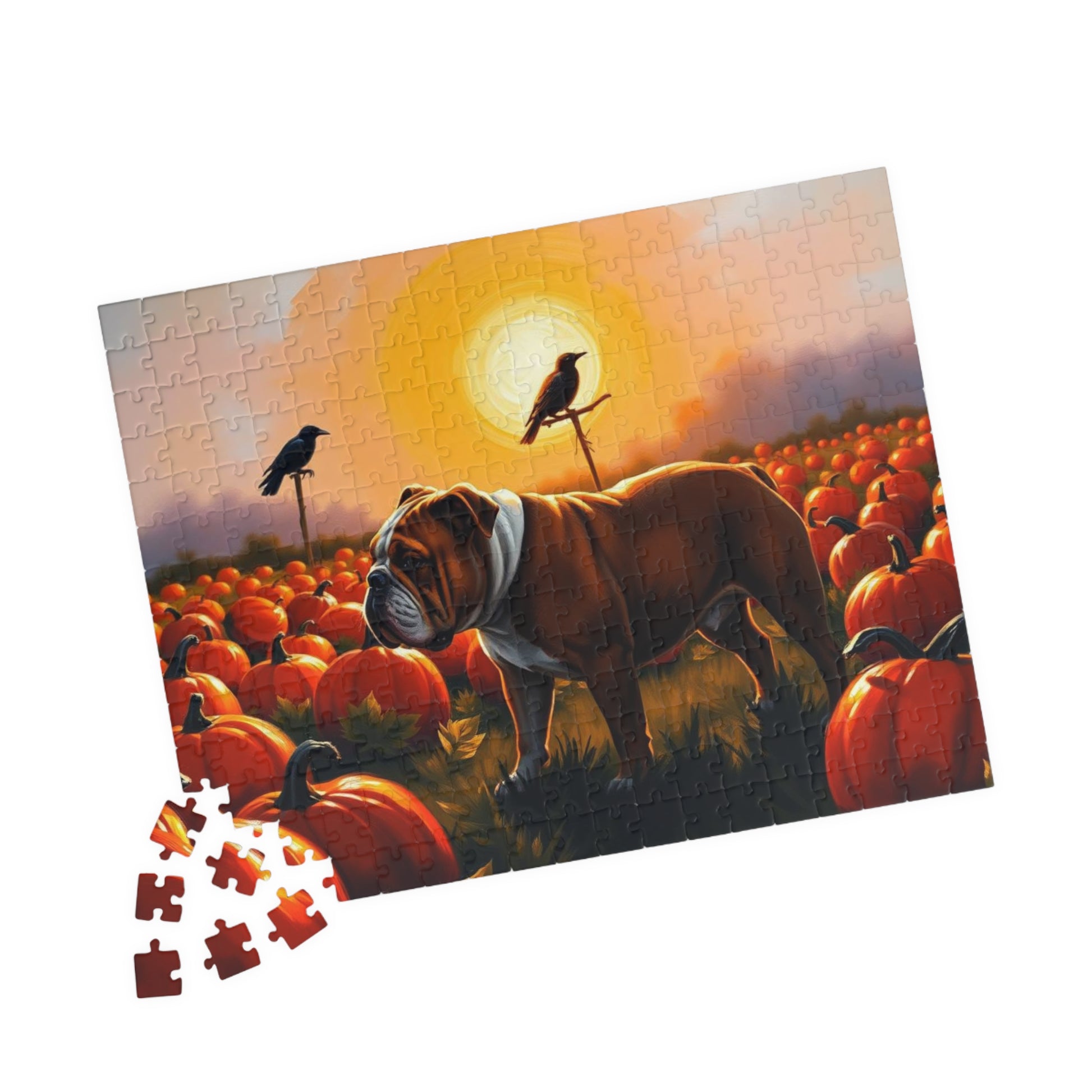 Autumn Bulldog Puzzle, Cozy Family Jigsaw Game for Adults, Perfect for Dog Lovers, Fall Home Entertainment, Creative Gift Idea for Friend Puzzle The Puzzle Chest