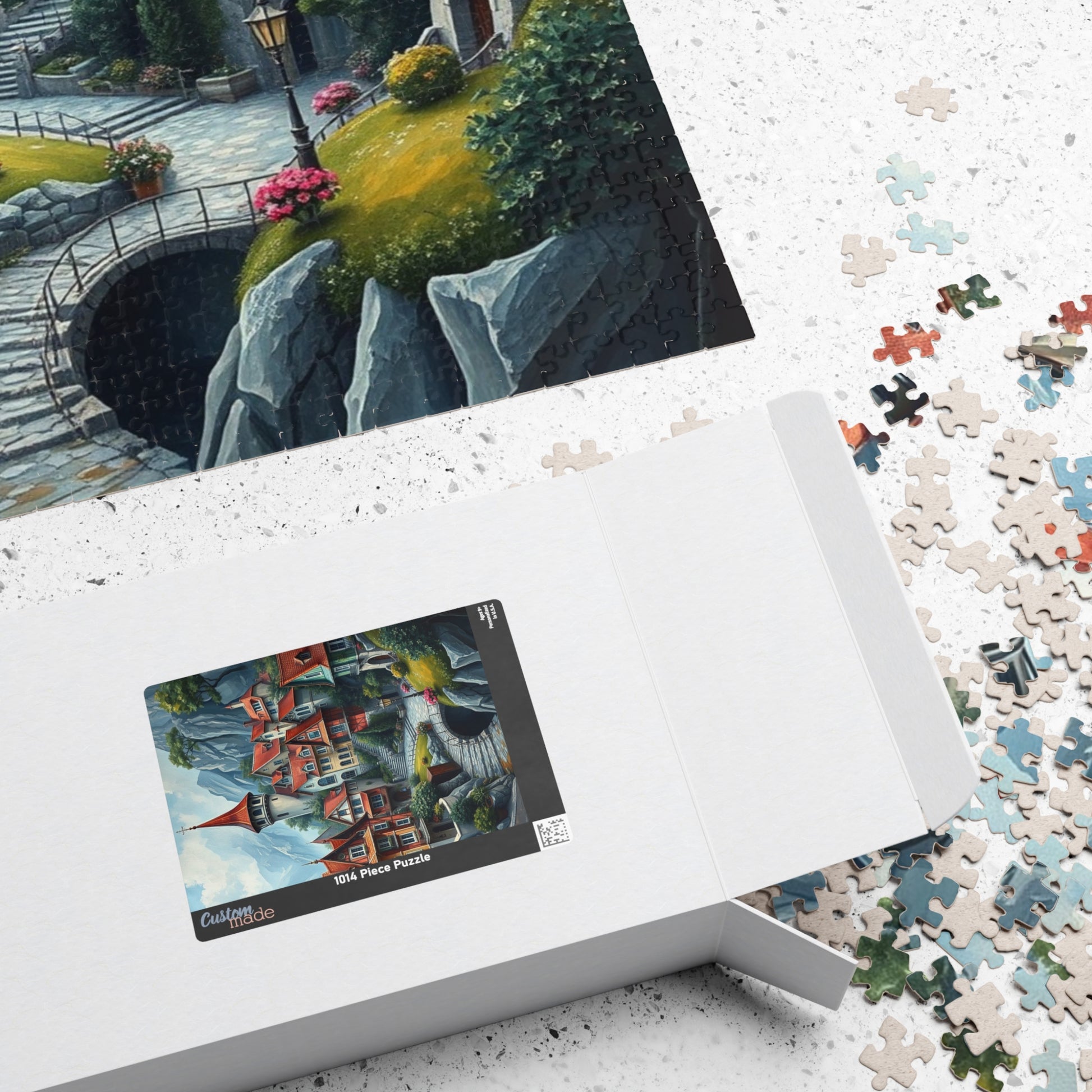 Mystic Village Puzzle (110-1014 Piece), Dreamlike Town with Pastel Buildings, Fantasy Jigsaw for Adults, Puzzle Fanatic Gift for Friends The Puzzle Chest