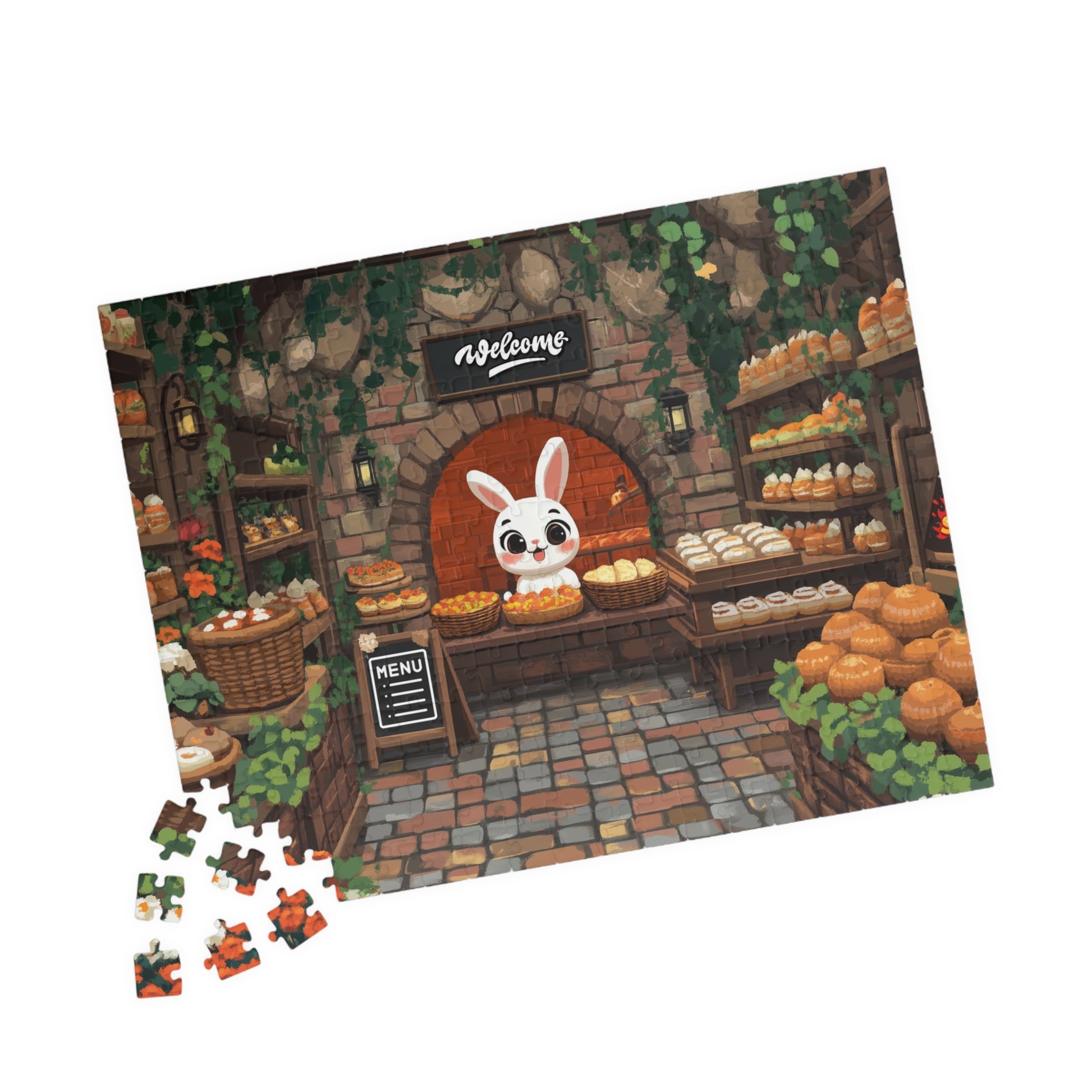 Bunny Bakery Puzzle 520 Piece | Cute Rabbit Bread Shop Jigsaw 252 pcs (Horizontal) Puzzle The Puzzle Chest