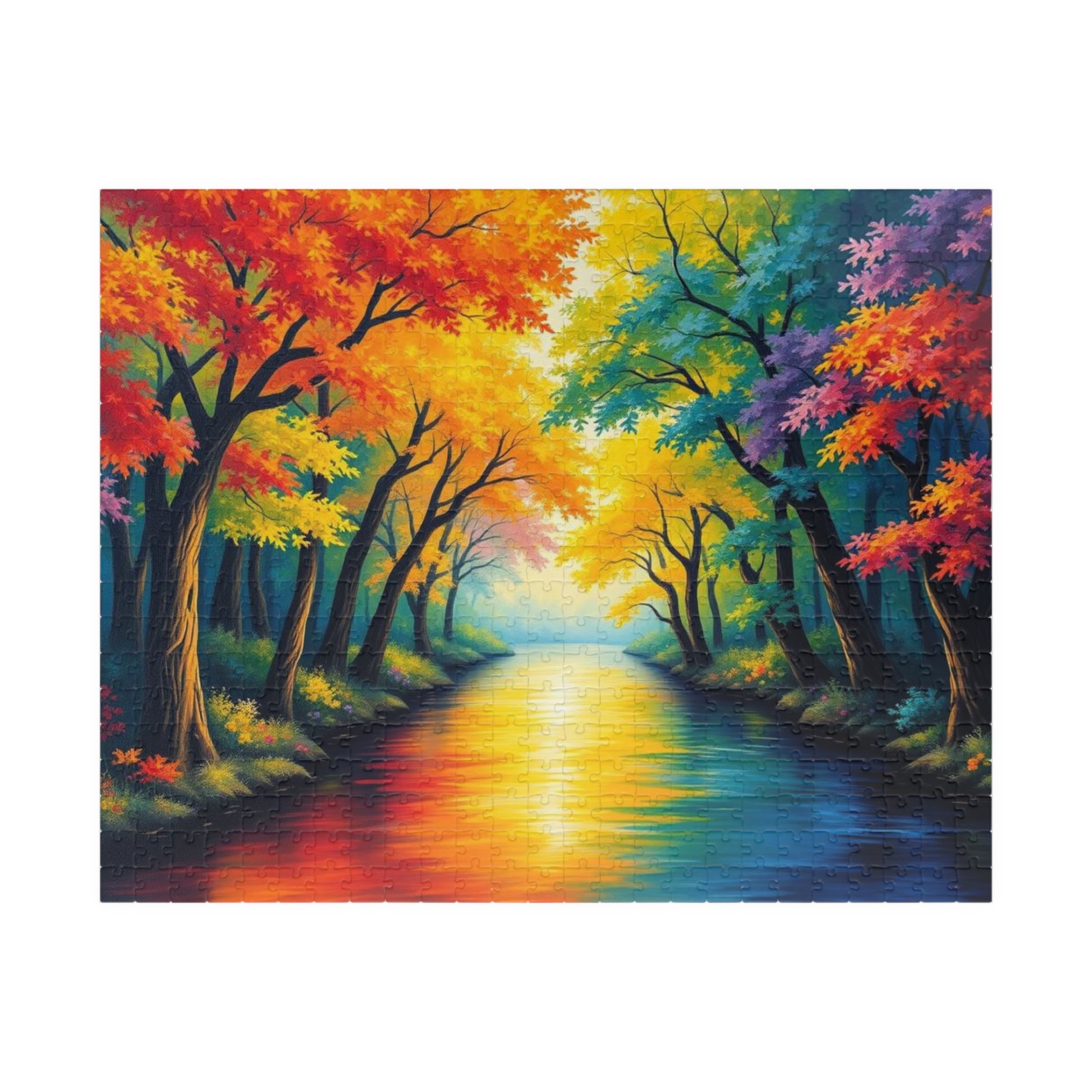 Reflections of Pride Jigsaw Puzzle, Vibrant Autumn Trees Rainbow Forest Puzzle, LGBTQ+ Nature Puzzle for Solo or Family Activity, Pride Gift 520 pcs (Horizontal) Puzzle The Puzzle Chest