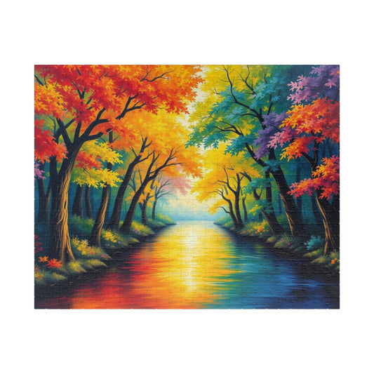 Reflections of Pride Jigsaw Puzzle, Vibrant Autumn Trees Rainbow Forest Puzzle, LGBTQ+ Nature Puzzle for Solo or Family Activity, Pride Gift 520 pcs (Horizontal) Puzzle The Puzzle Chest