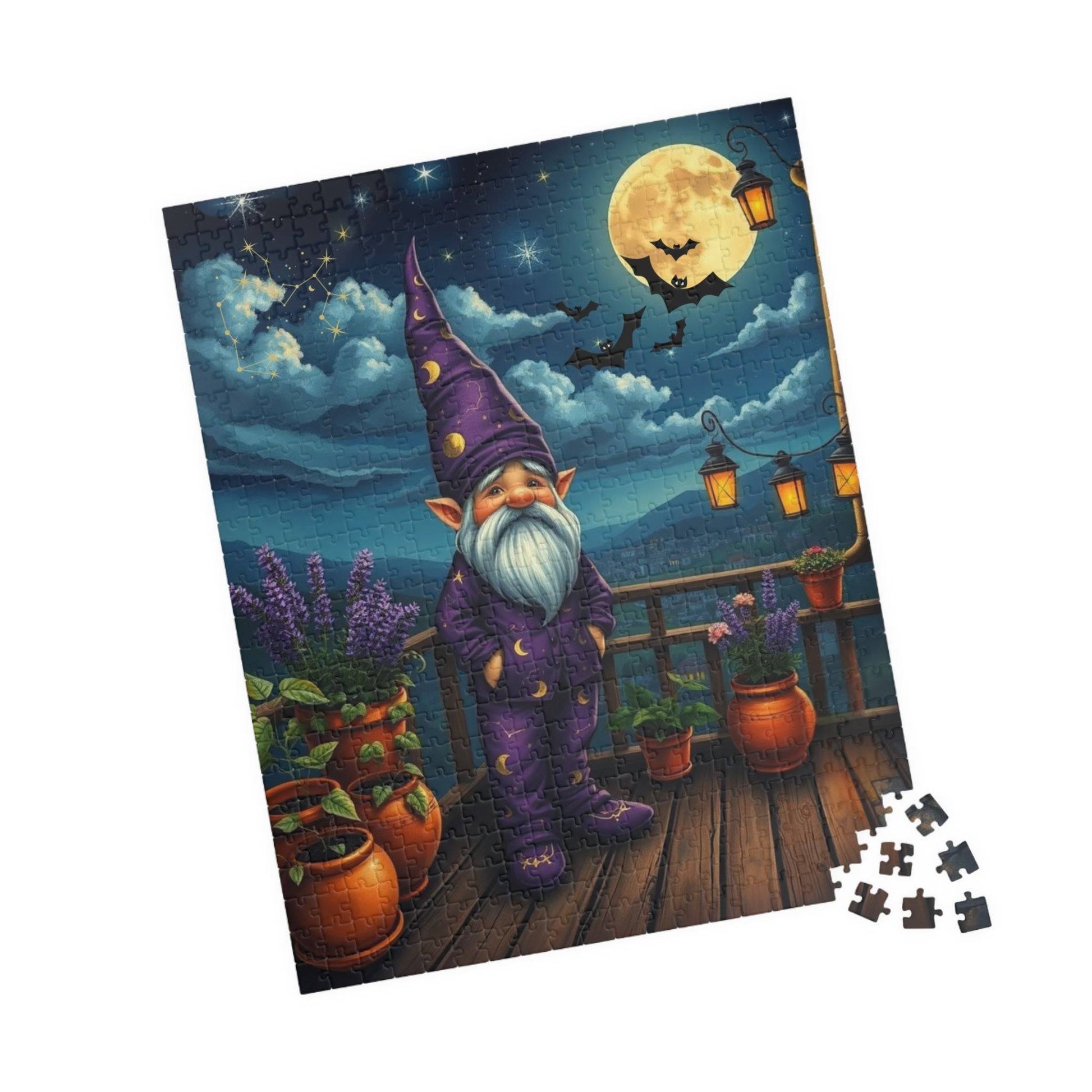 Stargazing Gnome Jigsaw Puzzle - Dreamy Rooftop Scene 520 pcs (Vertical) Puzzle The Puzzle Chest