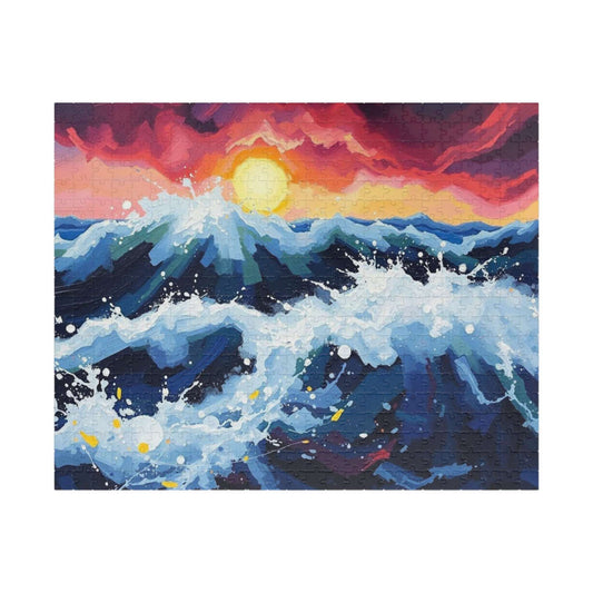 Abstract Ocean Sunrise Puzzle for Adults - Colorful Seascape Jigsaw Game