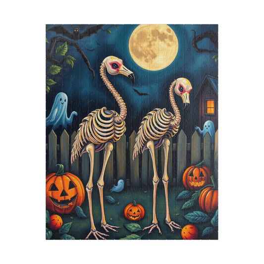 Halloween Skeleton Puzzle - Spooky Flamingo 110, 252, 520, 1014-piece Jigsaw Perfect for Fall Family Fun, Haunted House Decor, Pumpkin Love 520 pcs (Vertical) Puzzle The Puzzle Chest