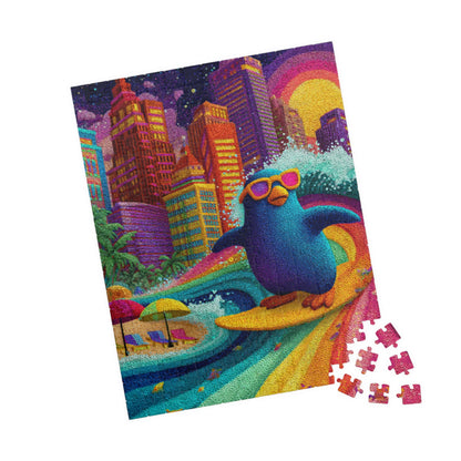 Penguin Surfer Jigsaw Puzzle – Animal Theme Game for All Ages, Family Activity, Gift for Kids, Adults, Game Night 252 pcs (Vertical) Puzzle The Puzzle Chest