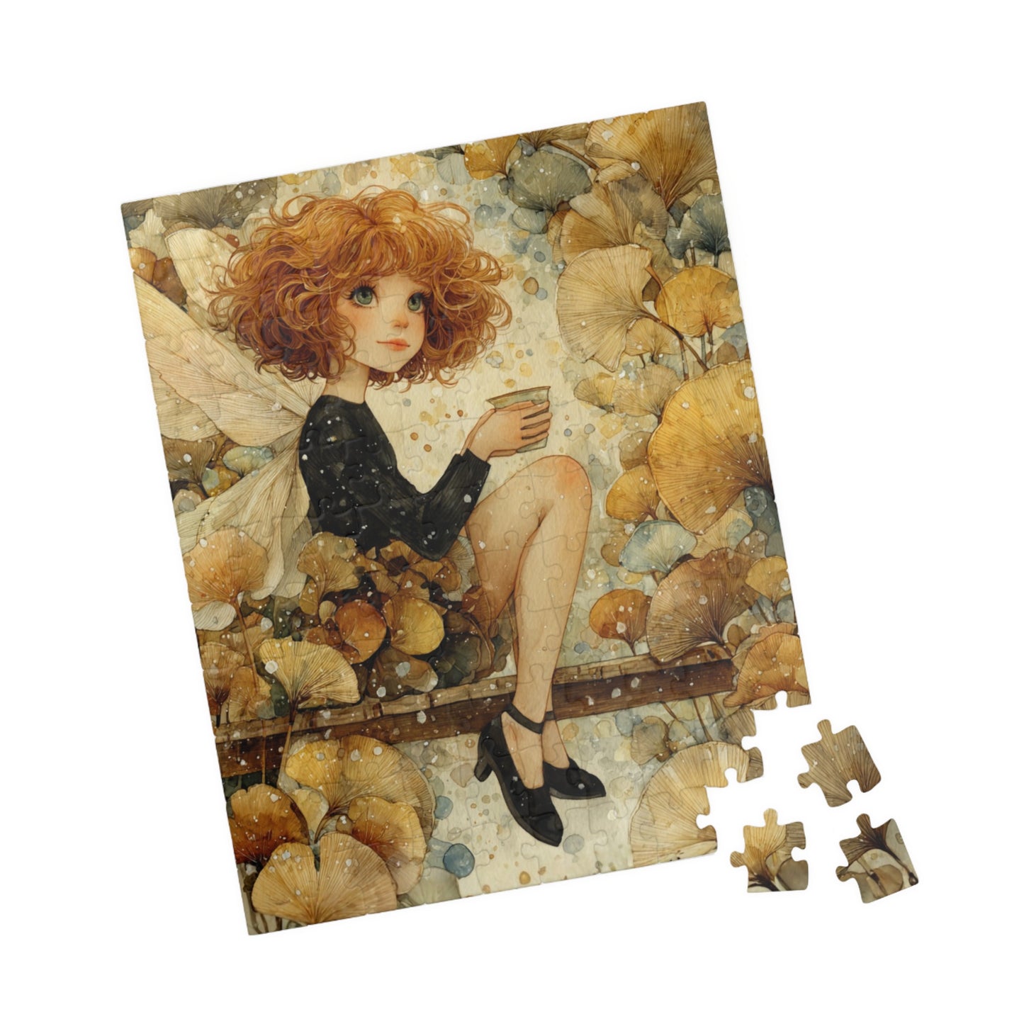 Misty Forest Fairy Jigsaw Puzzle - Enchanted Autumn Fairy Watercolor Woodland Bridge Fantasy Art 110 pcs (Vertical) Puzzle The Puzzle Chest