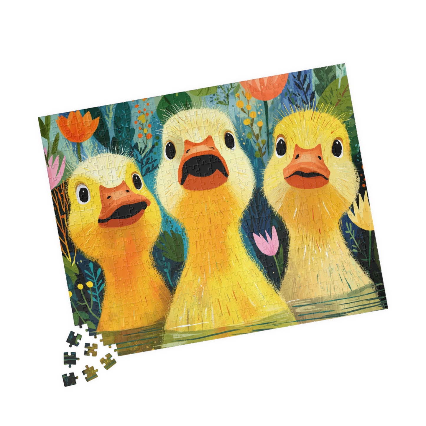 Three Yellow Ducklings Puzzle 110/252/520/1014 Piece | Cute Farm Animal Jigsaw 520 pcs (Horizontal) Puzzle The Puzzle Chest