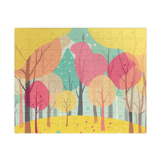 Whimsical Abstract Forest Jigsaw Puzzle (110, 252, 520, 1014-piece), Translucent Overlapping Tree Design, Quiet Entertainment 110 pcs (Horizontal) Puzzle The Puzzle Chest