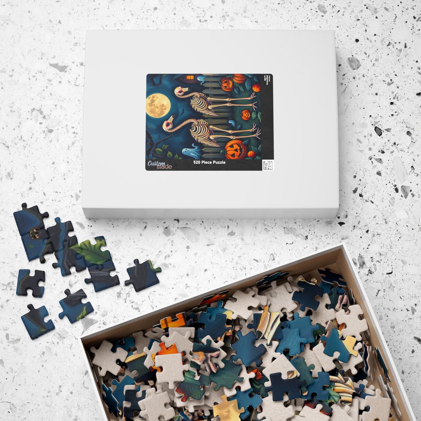 Halloween Skeleton Puzzle - Spooky Flamingo 110, 252, 520, 1014-piece Jigsaw Perfect for Fall Family Fun, Haunted House Decor, Pumpkin Love Puzzle The Puzzle Chest