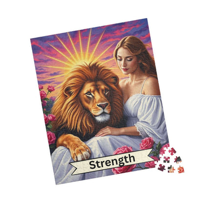 Her Strength Jigsaw Puzzle - Tarot Card Lion Design, Holiday Birthday Gift for Adult Puzzle Lover, Fun Family Game Night, Mindful Activity Puzzle The Puzzle Chest