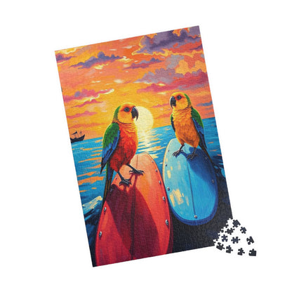 Surfside Flock Jigsaw Puzzle - Tropical Birds on the Waves, Parrots Puzzle, Gift for Animal Puzzle Lover, Family Game Night, Beach Decor Puzzle The Puzzle Chest