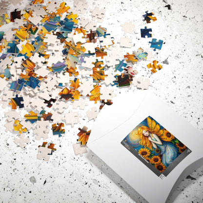 Sunflower Enchantress Jigsaw Puzzle - Enchanting Fairy and Sunflower Puzzle for Adults