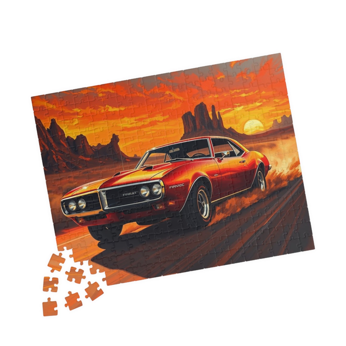 Vintage Muscle Car Jigsaw Puzzle, Classic Red 1967 Pontiac Firebird, Iconic Vehicle in the Desert Scene, Classic Car Enthusiast Gift for Him Puzzle The Puzzle Chest