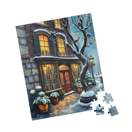 Winter Glow Old World Bookstore Jigsaw Puzzle - Snowy Bookshop 110 pcs (Vertical) Puzzle The Puzzle Chest