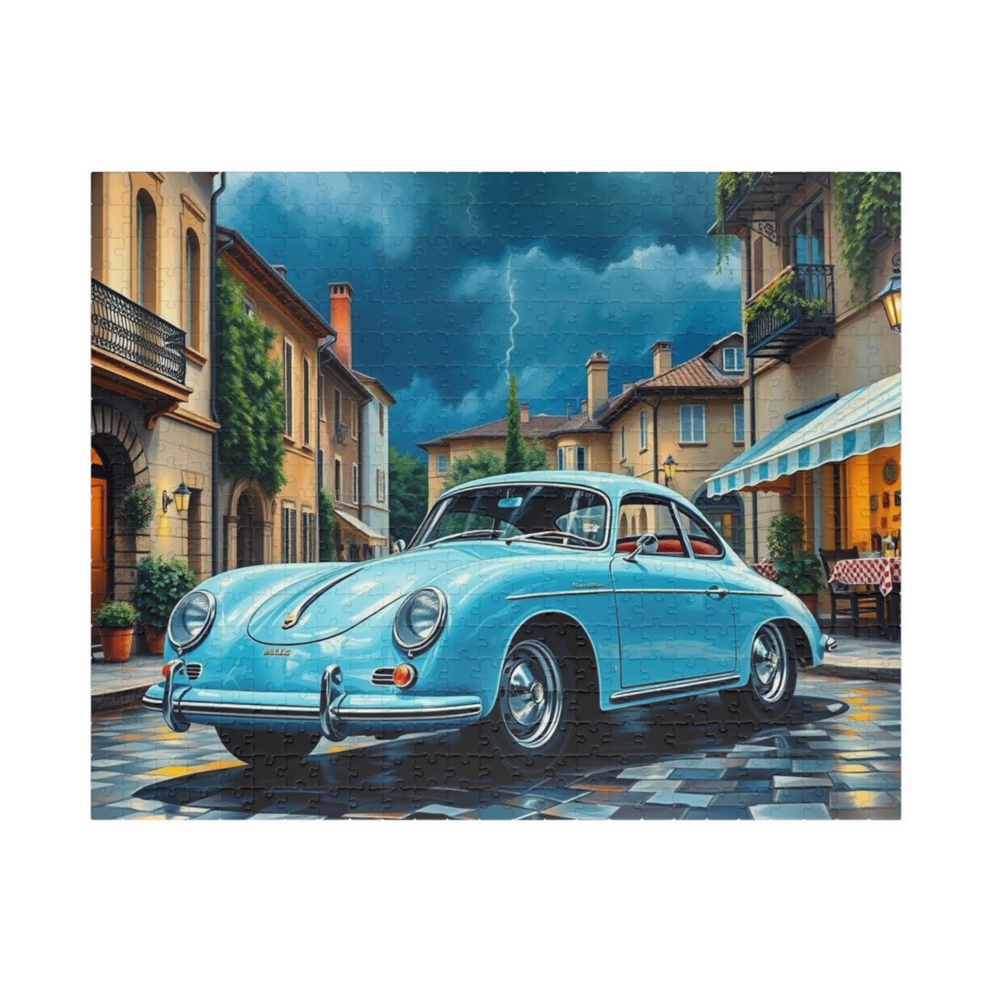 Classic Car Puzzle - Pastel Blue 1955 Vintage Vehicle Jigsaw Game 520 pcs (Horizontal) Puzzle The Puzzle Chest